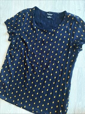 Workshop Republic Clothing Black Tee with Yellow Pineapple Print - Women's Top